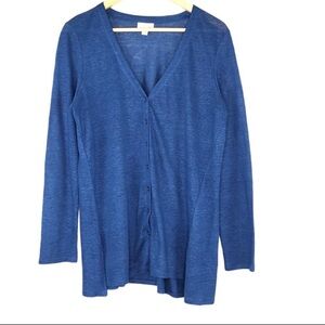 J Jill Love Linen Size XS Blue Buttoned Cardigan